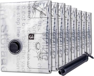 SUOCO 8 Jumbo Vacuum Storage Bags, Vacuum Seal Bags for Clothing, Travel Space Saver Bags for Luggage Clothes Pillows Comforters Blankets Bedding