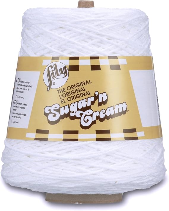 Lily Sugar'n Cream Cotton Cone Yarn, White , 1 Cone, 14 oz (Pack of 1)