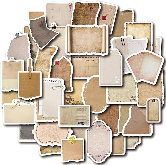 80 Pcs Vintage Scrapbook Stickers Supplies, Retro Label Journaling Scrapbook Paper Stickers, Aesthetic Junk Journal Supplies in Brown Tones for DIY Crafts Planners and Albums