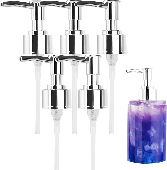 NiArt 5PCS Polished Chrome Plastic Soap Dispenser Bottle Replacement Pumps