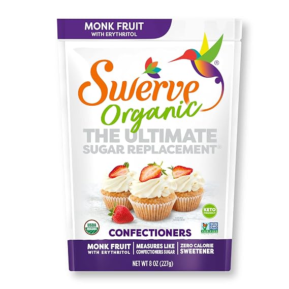 Swerve Organic Monk Fruit Blend Confectioners Sugar Replacement Sweetener, 8 Ounce (Pack of 1)