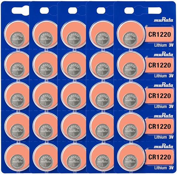 Murata CR1220 Battery DL1220 ECR1220 3V Lithium Coin Cell (25 Batteries)