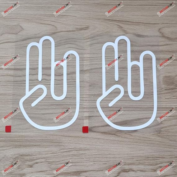 (2) 4'' Shocker Hand Gesture Decal Sticker Car Vinyl die Cut no bkgrd White sda1
