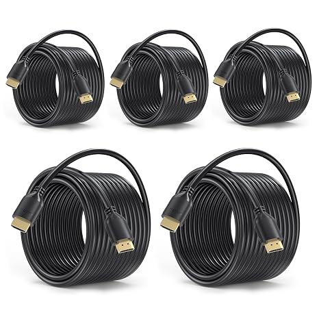 Long HDMI Cable 25FT 5 Pack, 4K HDMI to HDMI Cable 25Foot in-Wall CL3 Rated