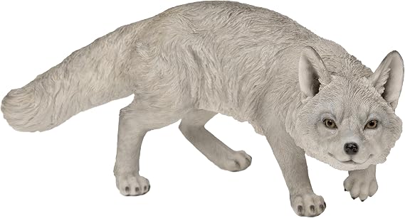 Vivid Arts Prowling Arctic Fox – Realistic Wildlife Garden Ornament - Medium