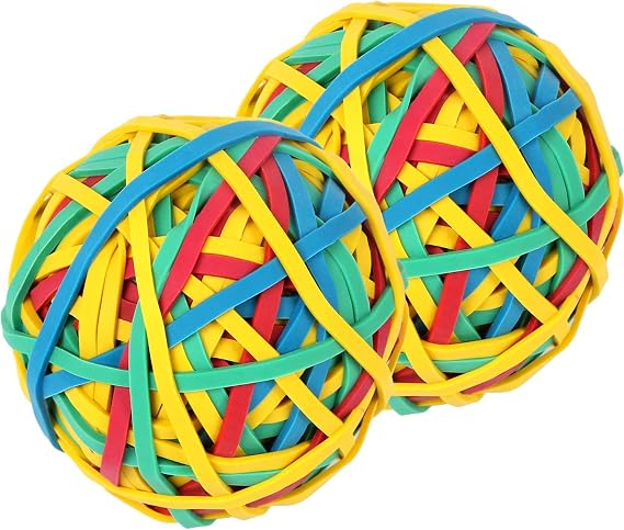 Rubber Bands Ball 2Pack 80mm Wide 3mm About 300pcs 4Colors | Elastic Band Loop,for Home Office Supplies