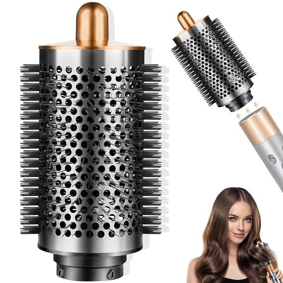 Upgraded Large Round Volumizing Brush for Dyson Airwrap Attachments Bigger Oval Round Brush Volumizer Tool Accessories for Fluffy Styling Hair (Gold)