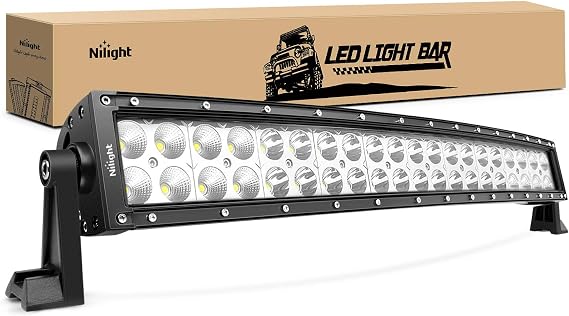 Nilight - 70015C-A LED Light Bar 22Inch 120W Curved Spot Flood Combo LED Driving Lamp Off Road Lights LED Work Light for Trucks Boat Jeep Lamp,