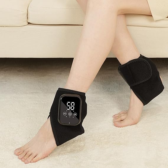 Foot Massager, 3-in-1 Heated Ankle Wrap Foot Massager, 2 Modes 3 Intensities for Achilles Tendinitis and Plantar Fasciitis Relief Black 1pc