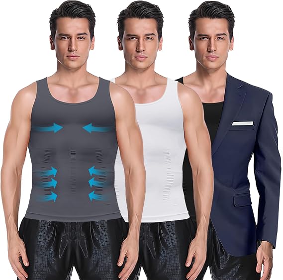 MEETYOO Men's Compression Slimming Tank Top, Shaper Workout Shirt for Gym