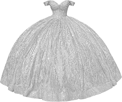 Mouccy Sparky Beaded Tulle Quinceanera Dresses with Bow Crystal Sweet 16 Dress Puffy Pleated Long Prom Ball Gown with Train