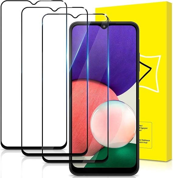 GiiYoon 3 Piece Tank Protection Glass for Samsung Galaxy A22 5 G HD Screen Protector 9 H Hardness Anti-scratch Bubble Free Ultra Resistant