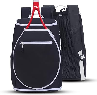 Lovvento Tennis Backpack with 2 Rackets Holder, for Men & Women - With Vented Shoe Compartment, Fits Tennis Rackets, Pickleball Paddles, BadmintonSquash Racquets, Storage for Balls & Accessories