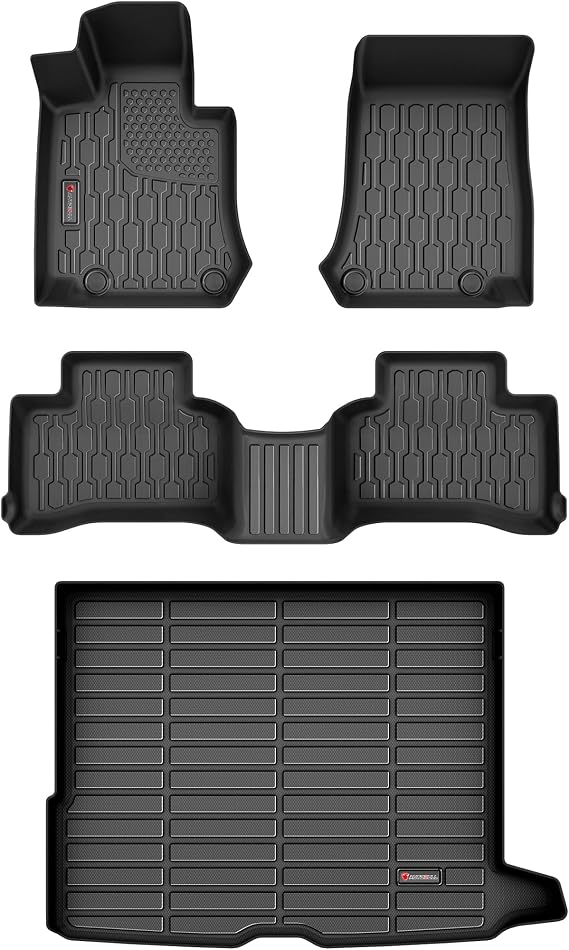 Floor Mats & Cargo Liner Compatible with 2016-2022 Mercedes Benz GLC Cargo Mat，All Weather Protection Car Floor Mats 1st, 2nd Row Set & Cargo Mat，Black