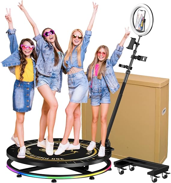 360 Photo Booth Machine for Parties 39.4"(100cm) Free Custom Logo 3-5 People to Stand Software APP Control, FUTOBOOZ 360 Video Camera Booth Selfie Platform Spin 360 Automatic Slow Motion