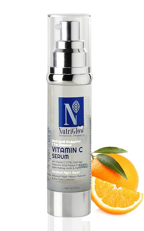 Nutriglow Advanced Organics Vitamin C Serum For Face, Anti Aging Serum Hydrating & Brightening Serum Dark Spots, Fine Lines and Wrinkle, All Skin Types, Sulphate Free, 50 ml