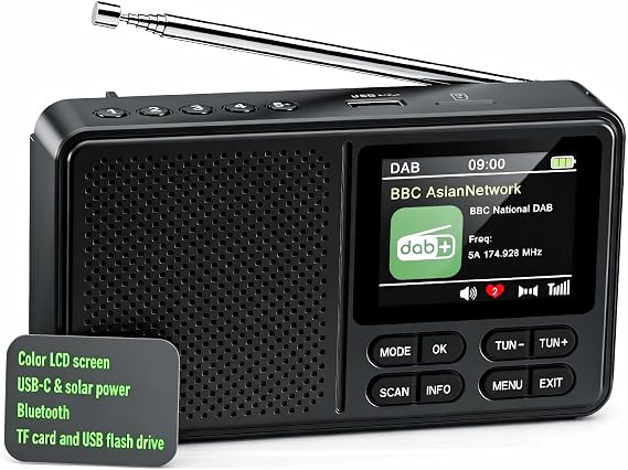 DAB/DAB+ Digital Radio, UK Spec, 2.4 Inch Colour Display