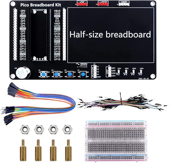 GeeekPi Basic Starter Kit for Raspberry Pi Pico/Pico W, BreadBoard Kit with Half-Size Breadboard and Jumper Wire Pack for Raspberry Pi Pico/Pico W (Raspberry Pi Pico/Pico W Not Included)