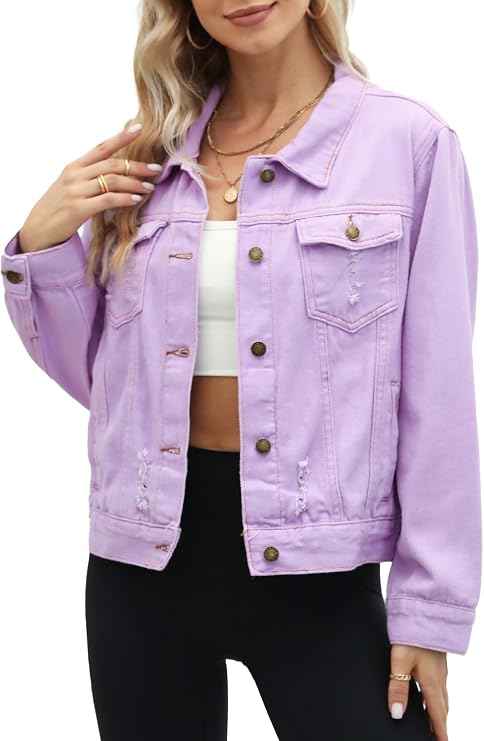 SANGTREE Women's Button Down Denim Jacket