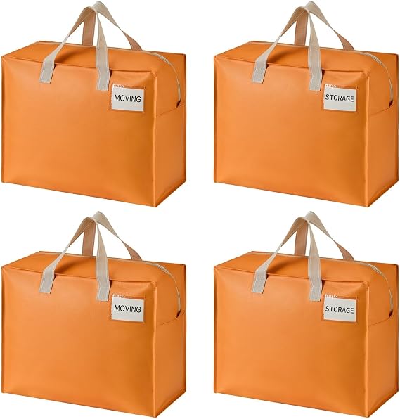 VENO Heavy Duty Moving Bags, Storage Bags, 13 Gallon, Autumn Orange, 4 Pack