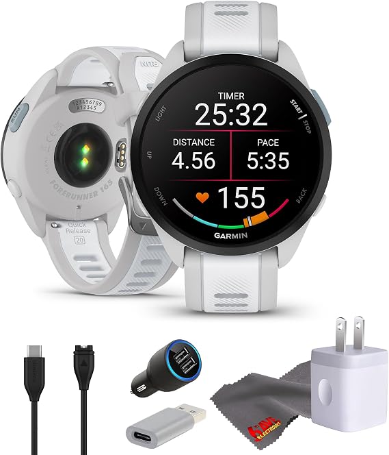 Garmin Forerunner 165 GPS Running Smartwatch for Men (Gray) Bundle
