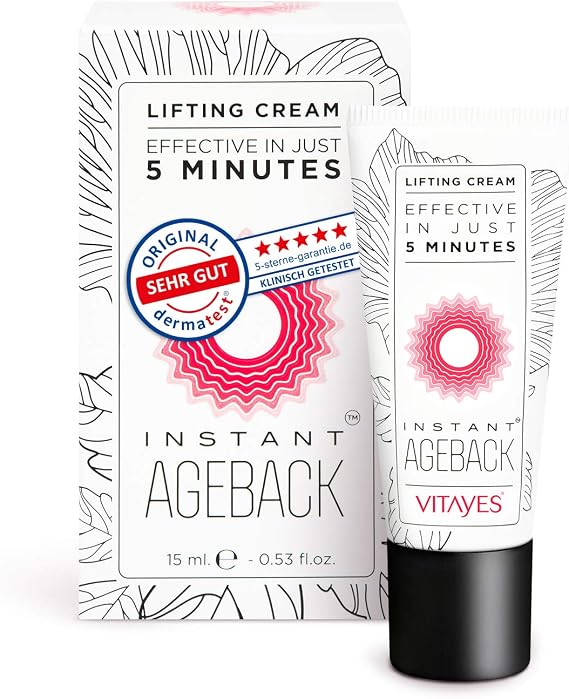 VITAYES Insant Ageback Anında Etkili Yüz Germe ve Sıkılaştırma Kremi - Göz Altı Torbaları ve Kırışıklıklarında Etkili Yüz Bakım Kremi - 15 ml