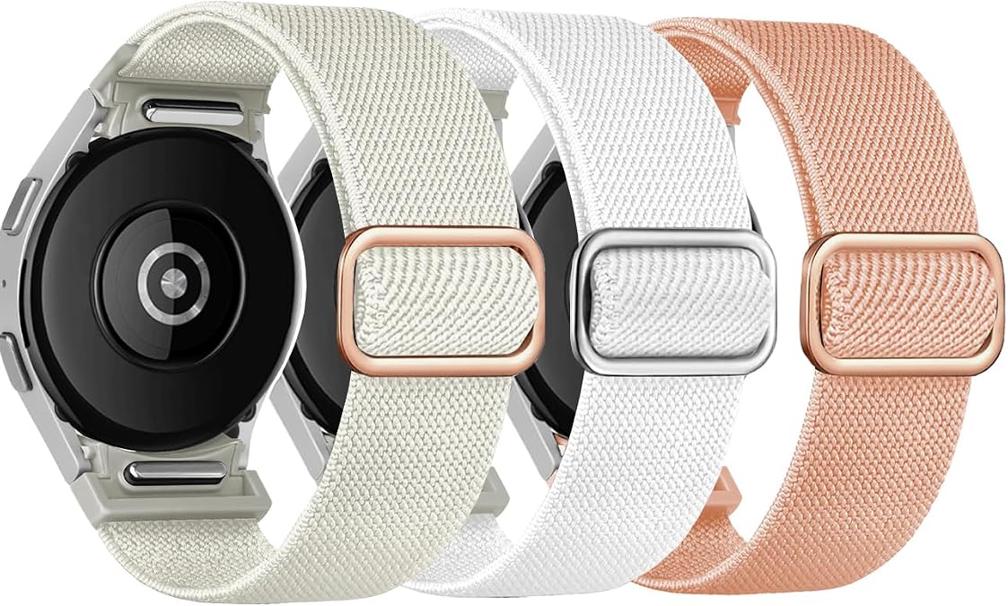 Elastic Band for Samsung Galaxy Watch 7/6/5/4 40mm 44mm/5 Pro Band 45mm/Watch 6/4 Classic Bands 46mm 42mm 47mm 43mm/FE Men/Women,No Gap One Click Nylon Strap for Samsung Watch 4 5 6 7 Correa Reloj