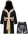 Kids Boys Boxing Robe Muay Thai Kickboxing Outfit Long Satin Hooded Hoodie with Shorts Set Halloween Costumes