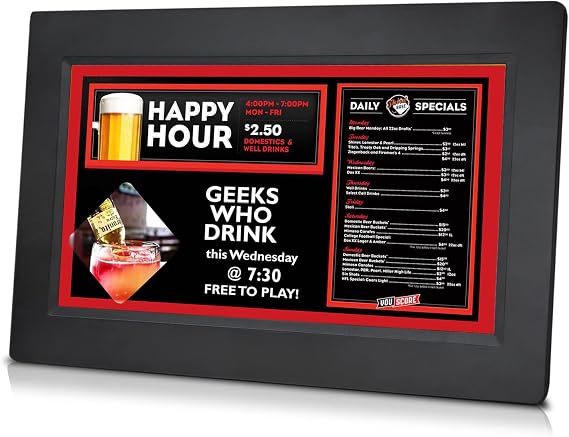 Sungale CPF1068 10" Desktop Commercial Digital Signage, Promote Company, Product, Service, or Organization with Images, Music, and Videos
