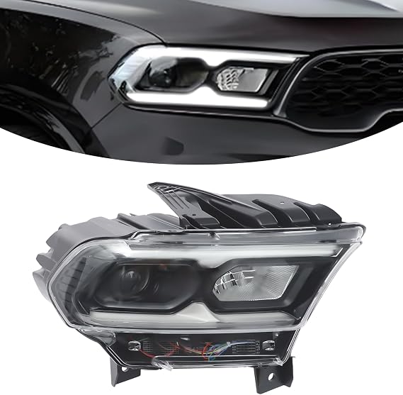 DuYouG- For 2021 2022 2023 Dodge Durango LED Headlights Headlamps Assembly Replacement Black Housing Clear Lens Right Passenger Side