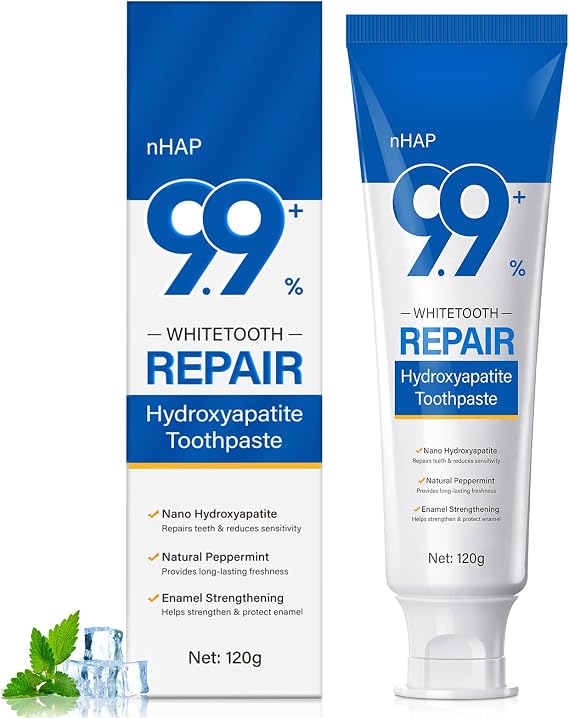 Hydroxyapatite Toothpaste 120g, 9.9% Nano Hydroxyapatite Toothpaste for Enamel Protection, Fluoride-Free, Relief Sensitivity, for Long-Lasting Freshness