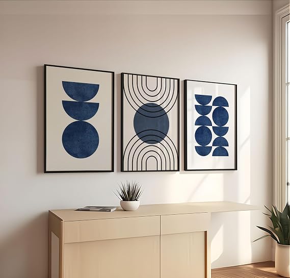 Doğal Ahşap Çerçeveli 3'lü Tablo Seti 40x50 (Siyah)