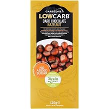 CarbZone Low Carb Dark Chocolate Hazelnut - No Added Sugar 125 Grams (Pack of 2)