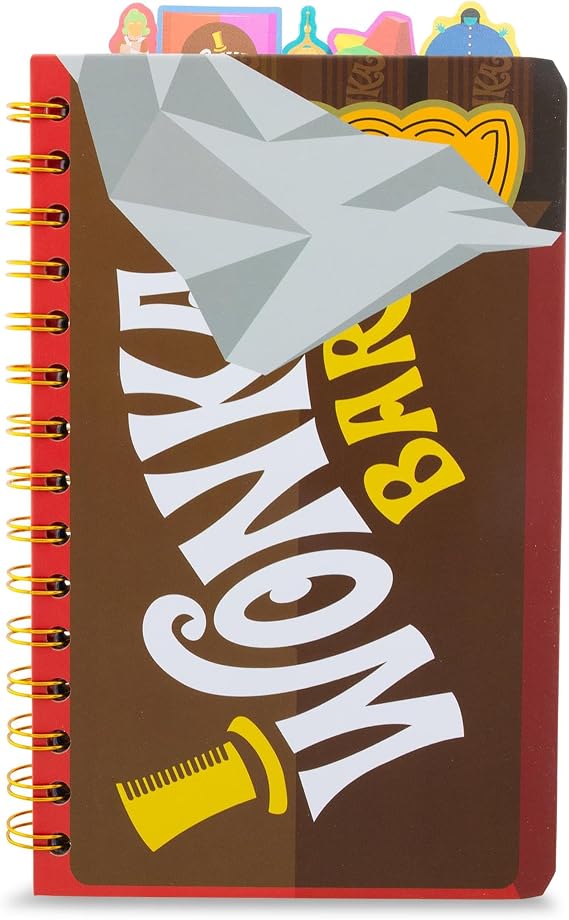 Silver Buffalo Willy Wonka Bar 5-Tab Spiral Notebook With 75 Sheets | Notepad Journal, Stationery Paper | 5 x 8 Inches
