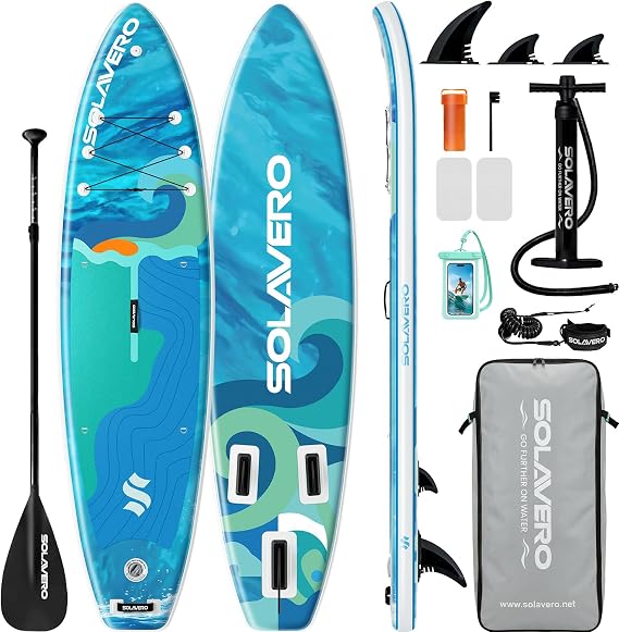 SOLAVERO Inflatable Paddle Board, All Accessories, Ultra-Light, 11'x33"x6"