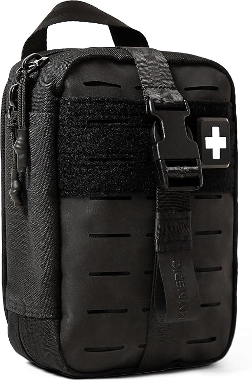 My Medic MyFak Mini First Aid Kit - Small and Lightweight for Camping Hiking and Backpacking - IFAK with 70 Items - HSA/FSA Great for Travel - Black