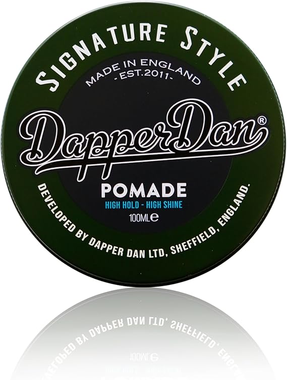 Dapper Dan Signature Style Pomade High Hold 100ml | High Hold High Shine Water Based Pomade for Classic Slick Back and Quiff Styles. Bergamot and Leather Fragrance.