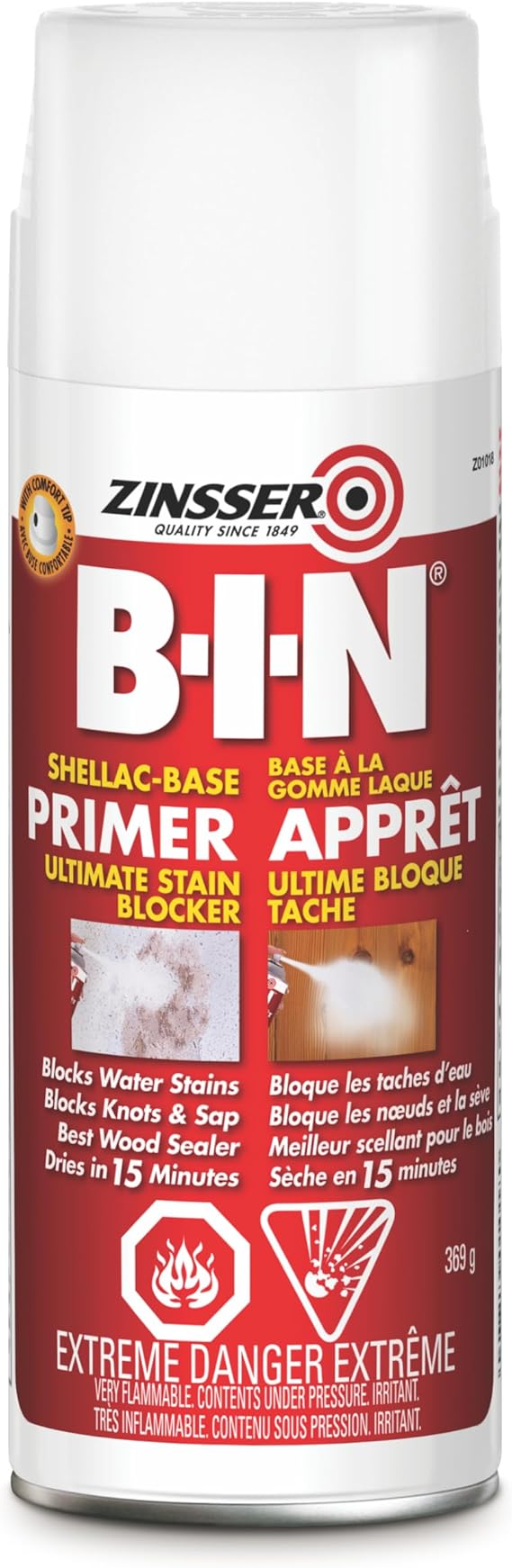 Zinsser BIN Shellac Base Primer-Sealer in White, 369g
