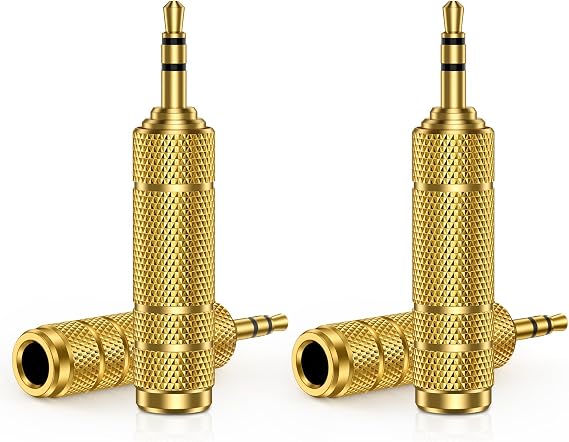 4-Pack Headphone Audio Adapter Jack 1/8'' to 1/4''(3.5 Male to 6.35 Female)
