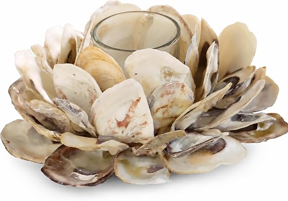 Mud Pie 498B002 Oyster Shell Votive Holder 3 1/4" x 7"