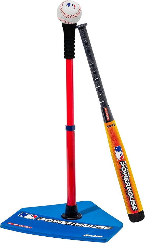 Franklin Sports MLB Adjust-A-Hit Youth Tee Ball Set | Grows With Your Player, Oversized Foam Bat For Safe Contact, Builds Hand-Eye Coordination, For Ages 5+