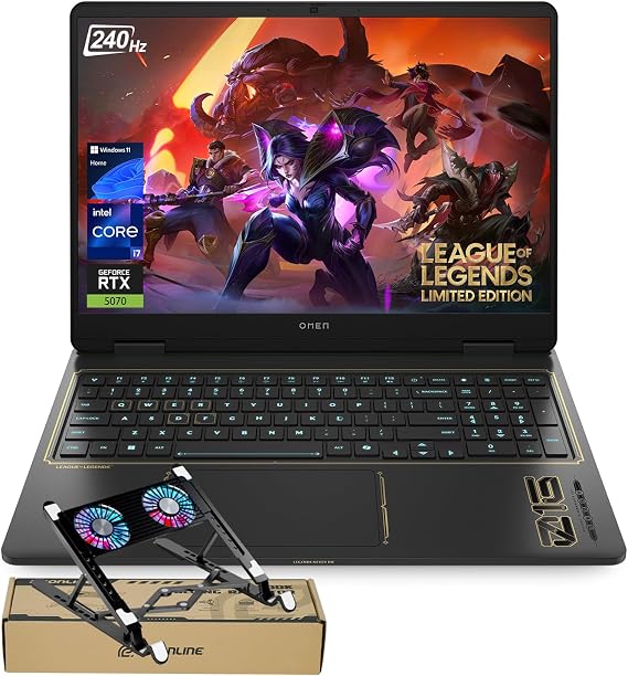 HP OMEN Gaming Laptop, RTX 5070, League of Legends Limited Edition, 16" WQXGA IPS 240Hz, Core i7-14650HX, 32GB RAM, 1TB SSD, 4-Zone RGB Backlit KB, HyperX Audio, Win 11 Home, Black
