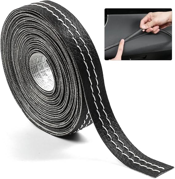XmuxHai 13.12FT(4M)Automobile interior trim strip leather decorative line,Universal Car Imitation car interior leather stitching line,DIY Flexible Strip Garnish Accessory [White line]