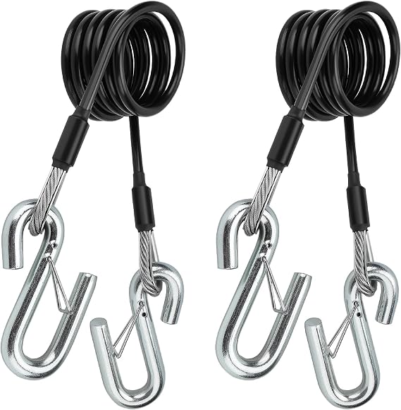BX88196 Safety Cable Kit with S-Hook | 7 Ft 7500LBS Black Coiled Cable Replace# BX88196 (Set of 2) (BX88196)