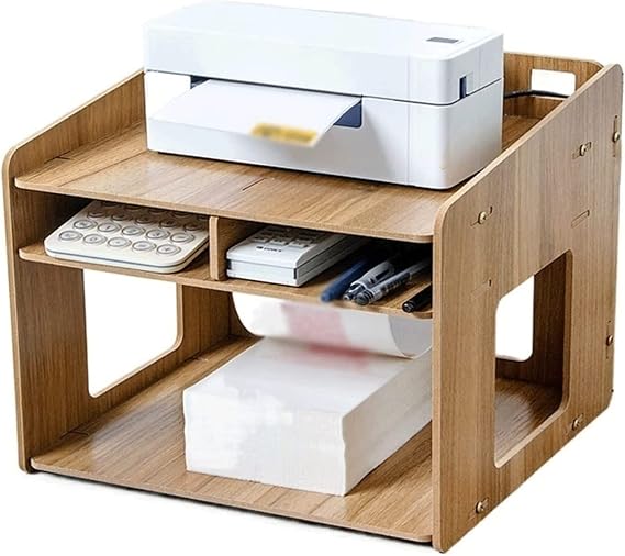 Printer Table Sturdy ＆ Durable Printer Stand, wooden Printer Shelf for Home ＆ Office, Thermal Barcode Paper Express Bracket, Space Saver Storage Shelve