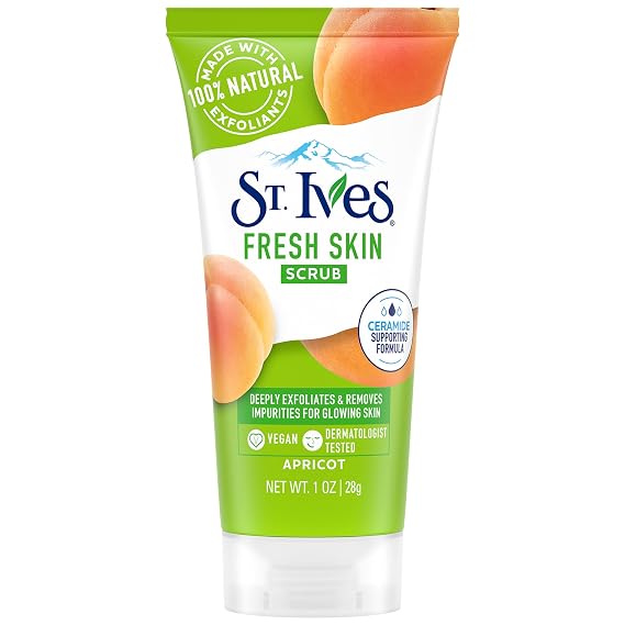 St. Ives Apricot Scrub Exfoliant, Travel-Size Fresh Skin Exfoliating Apricot Facial Scrub, 1 Oz