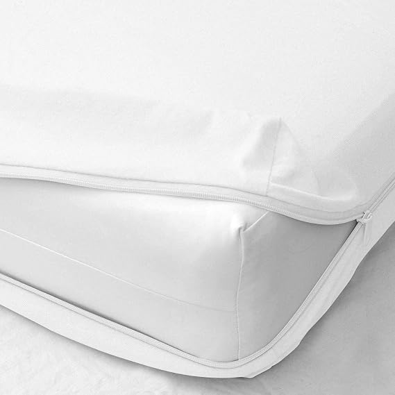 SKY BEDDINGS Twin Size Zipper Fitted Sheet, 8 Inch Deep Pocket, White