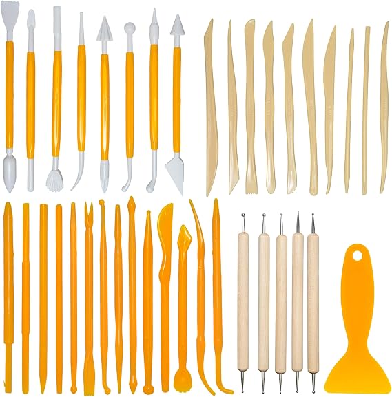 Air Dry Clay Tools, 38 Pcs Pottery Clay Sculpting Tools, Clay Modelling Tools, Clay Sculpting Tools for Sculpture, Modelling Clay, Polymer, Ceramic, Embossing, Polymer Clay Tools, Wood Carving Tools