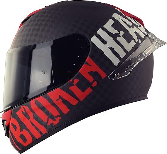 Broken Head BeProud Race Pro Carbon Red Racing Full Face Helmet with Two Visors (Black + Clear) Zwei Visiere Schwarz Visier Klar Visier