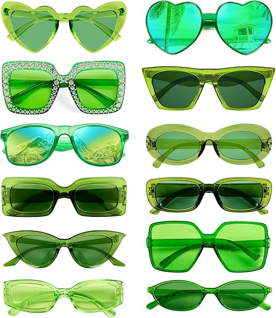 Pibupibu 12 Pack Mixed Style Party Sunglasses Bulk Classic Retro Y2K Glasses Funky Eyewear Costume Accessories